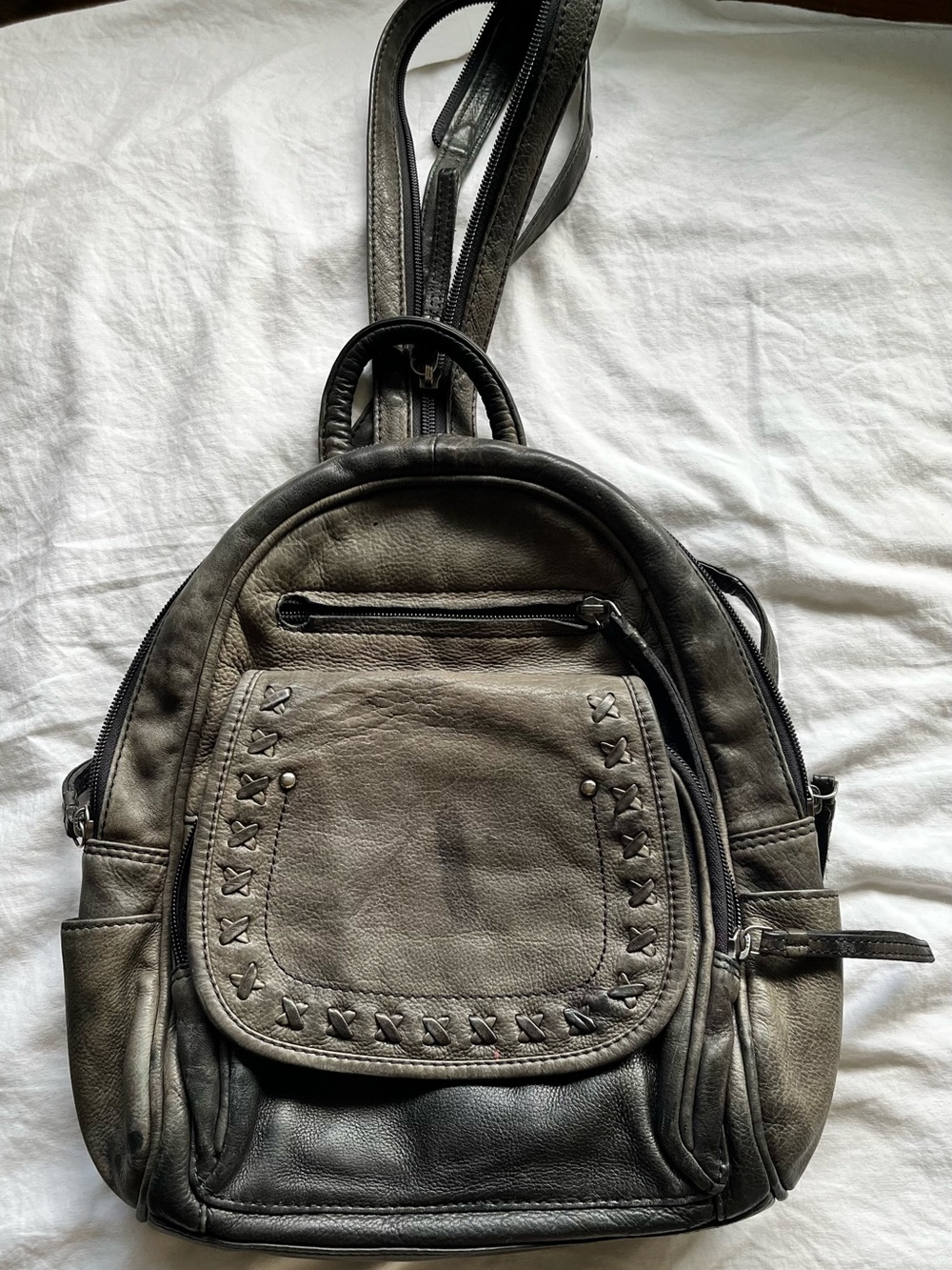 Lady Conceal RFID Daisy Leather Backpack Purse with Locking Compartment